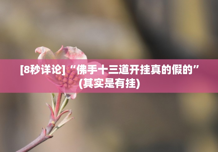 [8秒详论]“佛手十三道开挂真的假的”(其实是有挂)